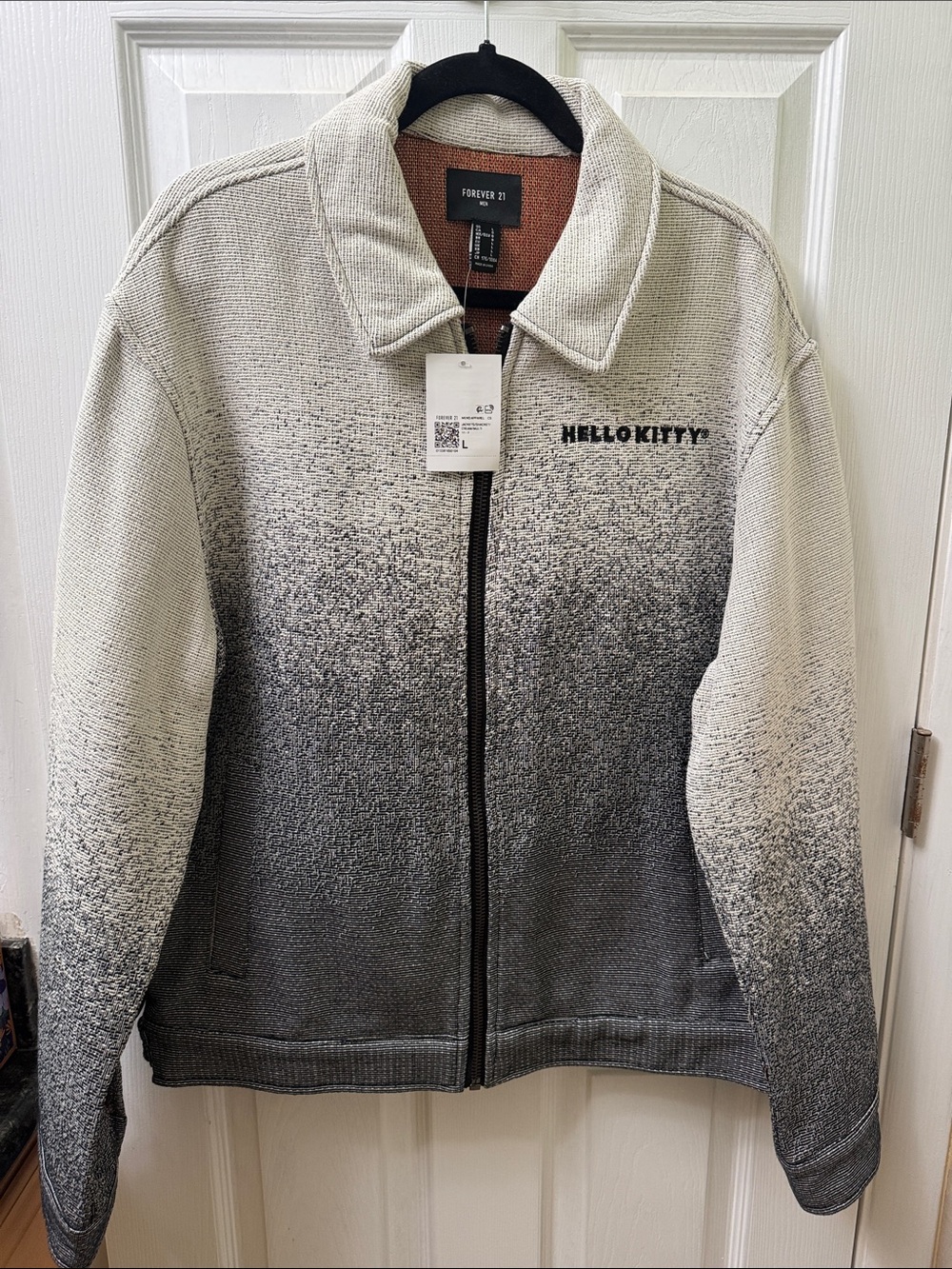 HELLO KITTY Forever 21 ME ‘s Ombre Zip-Up Jacket in White and Gray